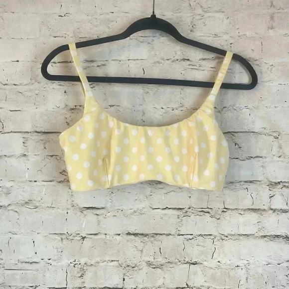 Faithful the Brand Women's Large Jardin Bikini Top Le Marais Dot Lemon Yellow Lg - Picture 2 of 5